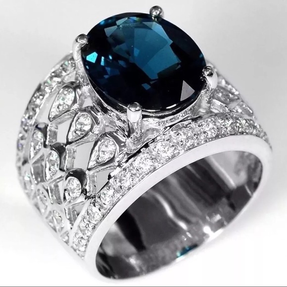 Silver Linings Jewelry - Stamped .925 Sterling Silver 5 Carat Sapphire Ring